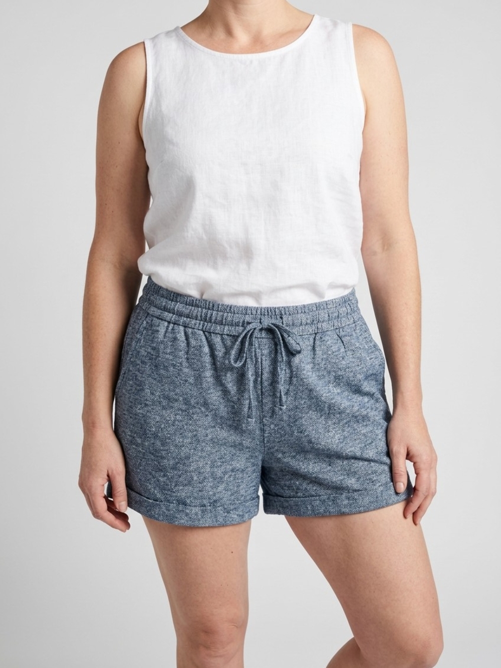 Old Navy Heathered Navy Pull‑On Athletic Shorts with Drawstring